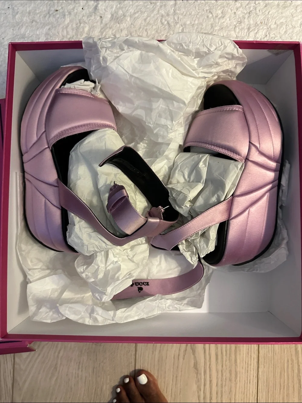Emilio Pucci Viola Satin Wedge Sandals - Light Purple. With Box. Size 37